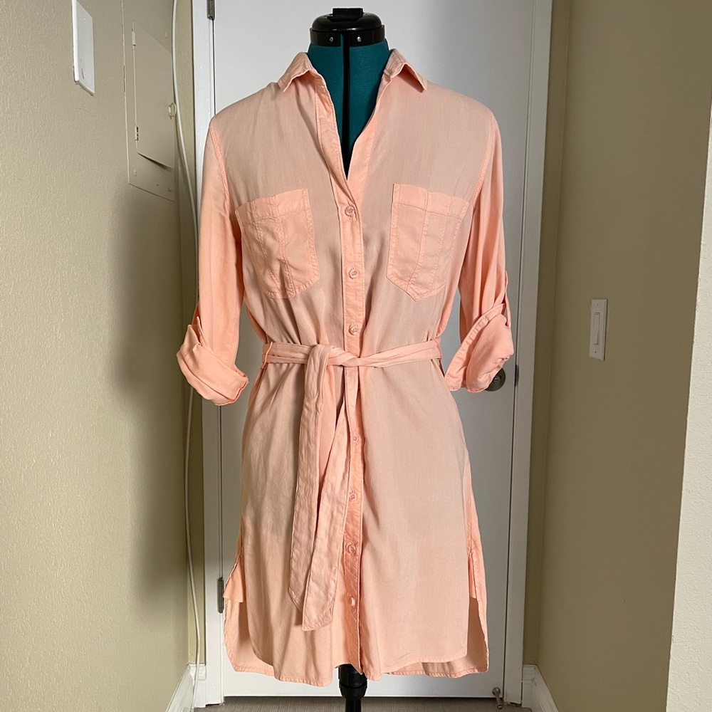 Anthropologie Shirt-Dress in Shell Pink